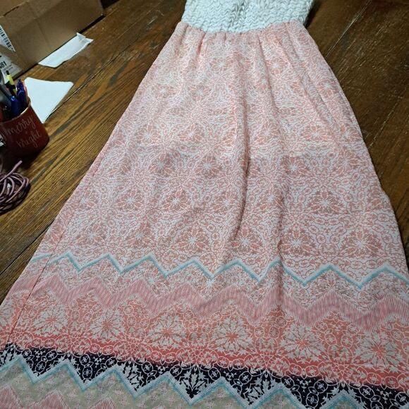 Juniors Size Large Trixxi Sleeveless Spaghetti Strap Floral Maxi Dress Open Back - Picture 2 of 8